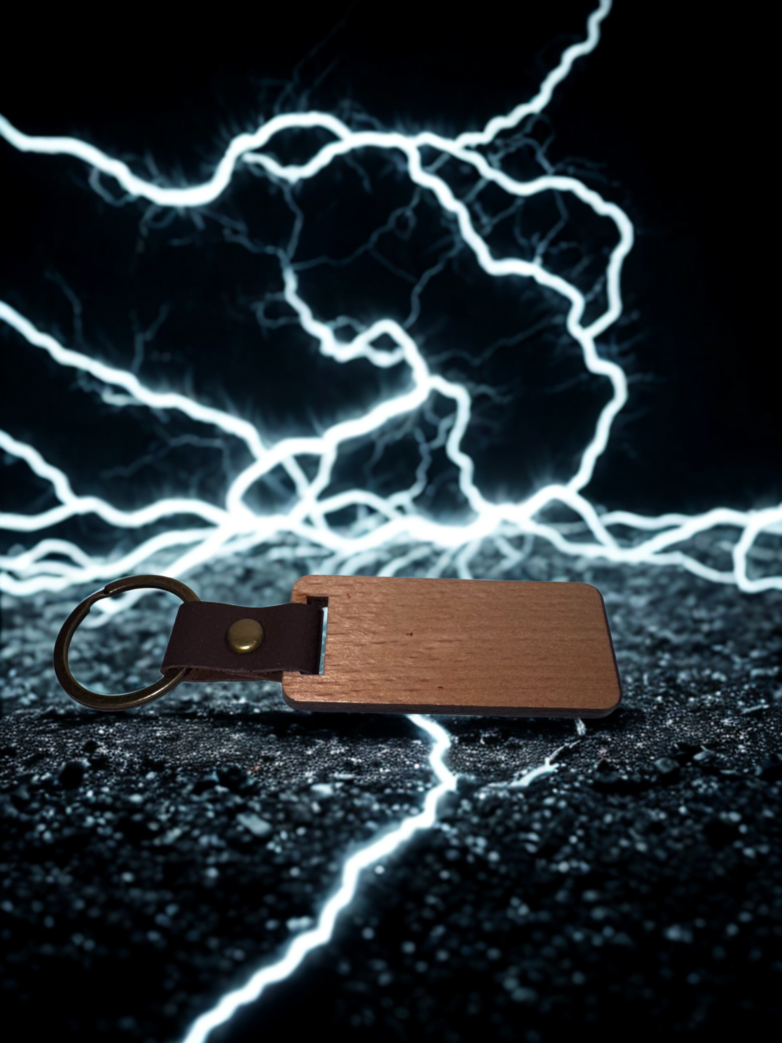 Porte-Clé Bois et Cuir Personnalisable