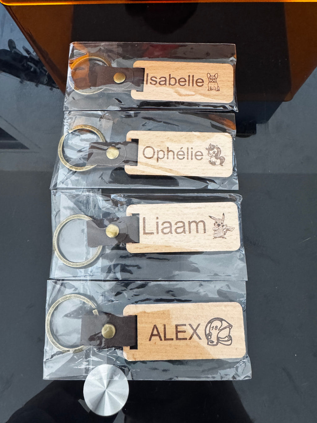 Porte-Clé Bois et Cuir Personnalisable