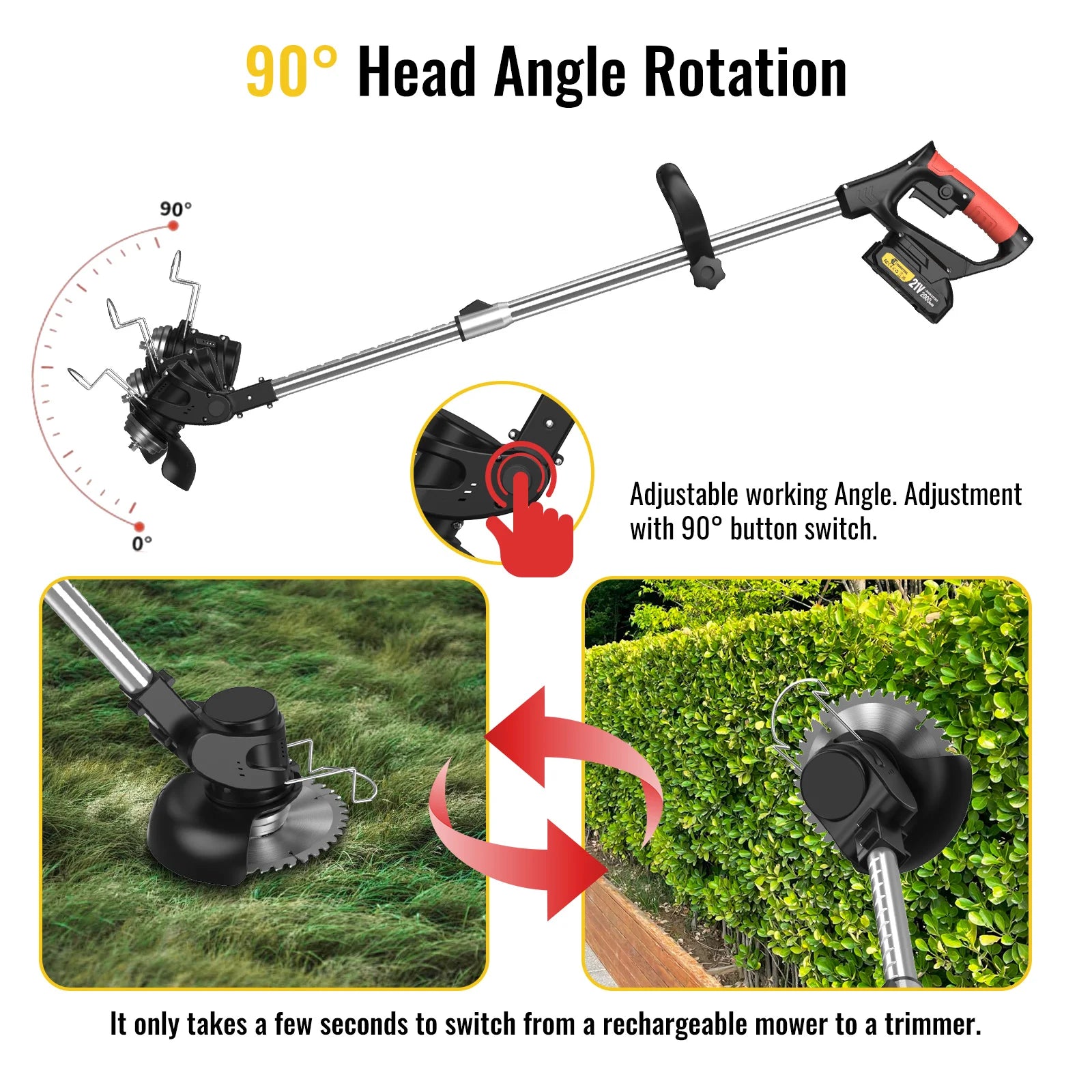 CONENTOOL Débroussailleuse électrique sans fil 21 V