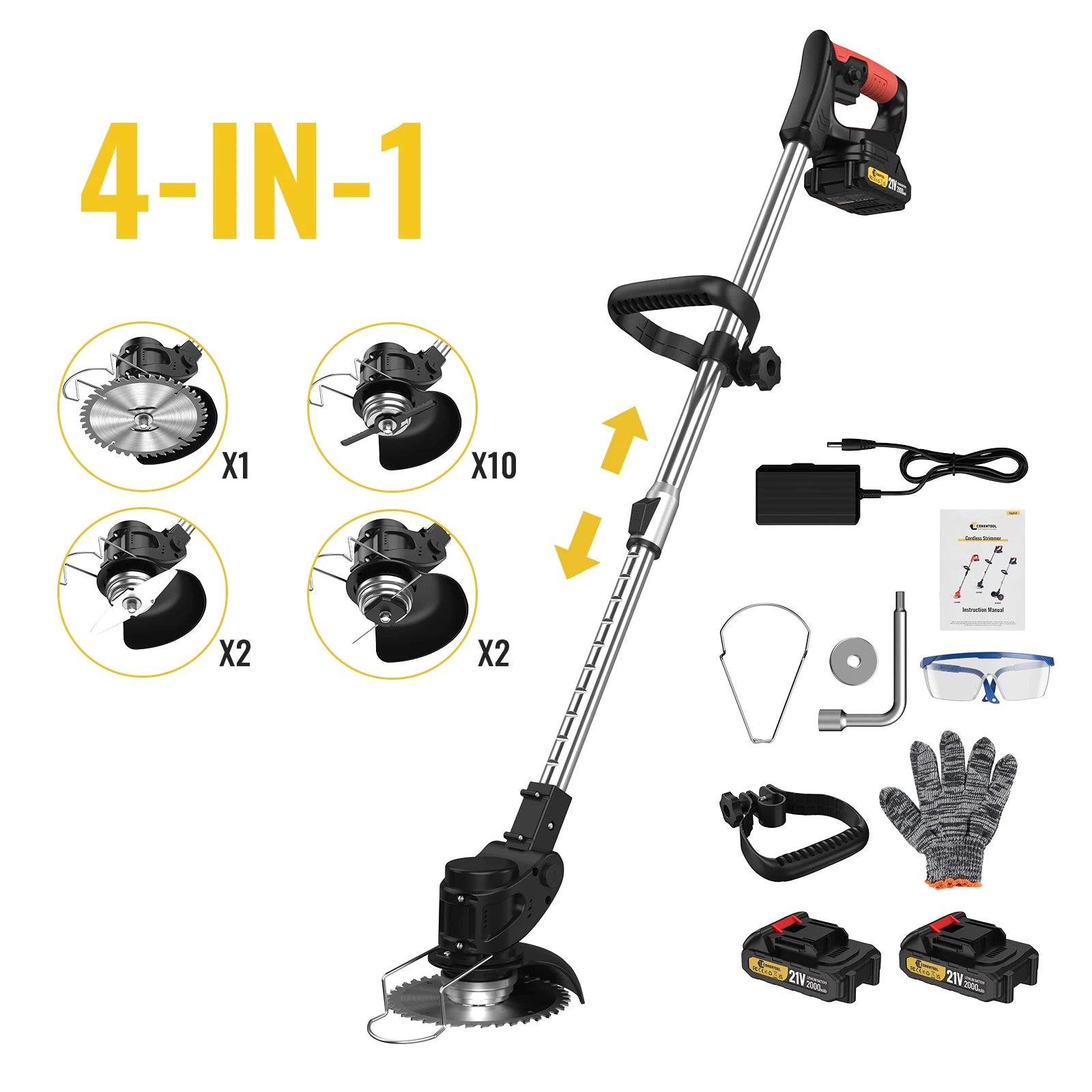 CONENTOOL Débroussailleuse électrique sans fil 21 V