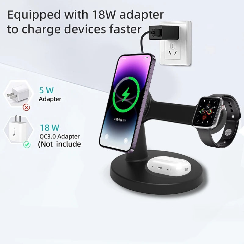 Support de chargeur magnétique sans fil 3 en 1 pour iPhone /watch/airpods