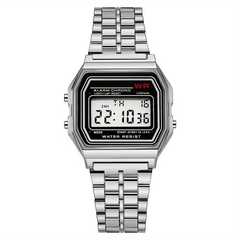 Montre F91W non étanche avec bracelet en acier