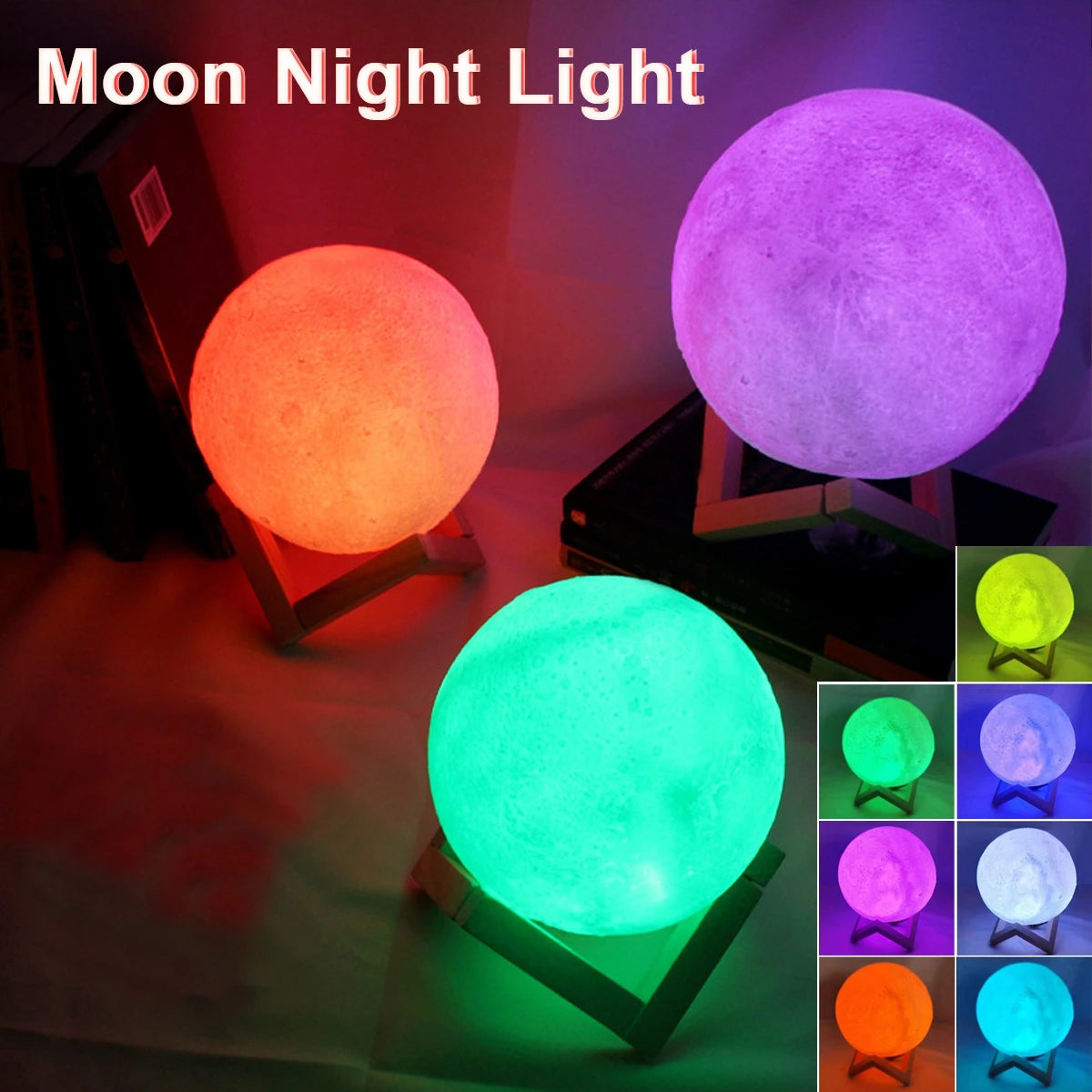 Lampe LED en forme de lune de 8 cm